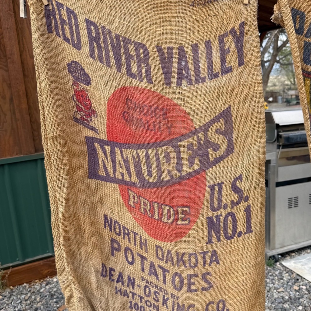 Nature's Pride Potato Sack Brown Red River Valley Burlap‎ Vintage Decor